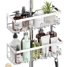 18-27mm Shower Caddy Shelf No Drill Rustproof Storage Rack for Shampoo Soap