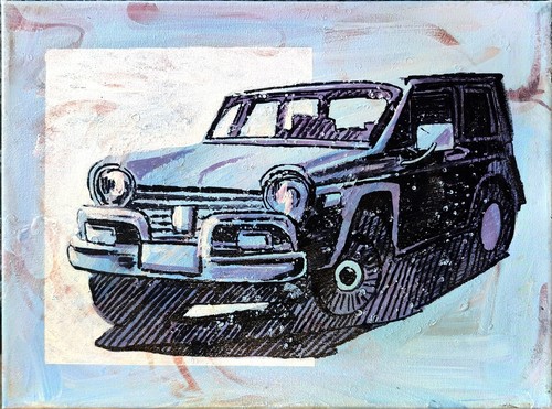 Blue vehicle original canvas - blue,