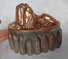 UNUSUAL VICTORIAN LION COPPER & TIN JELLY MOULD