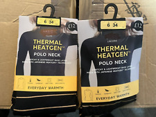 M&S Ladies Heatgen Thermal Black Polo Neck Size 6 x2 RRP £24