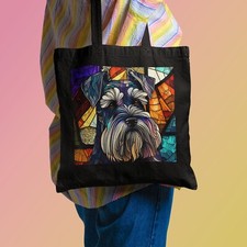 Stained Glass Schnauzer Tote