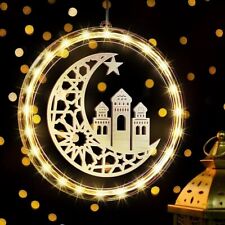 Eid Ramadan Decorative Window Lights, 8in Eid Moon Star Hanging Lights with...