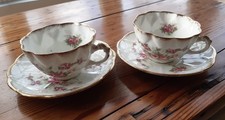 2x pairs vintage tea cups & saucers. Paragon Bone China