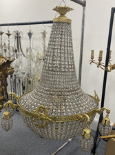 Large Vintage French Gold Ballroom Basket Chandelier H120cm W95cm