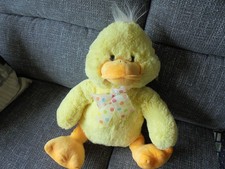 Large Fluffy Easter Chick, Yellow,  polka dot Bow, Soft, plush Toy  15”