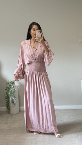 Modest blush pink maxi dress - pink,