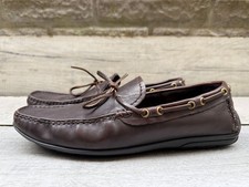 M&S Collezione Italy Brown Leather Moccasin Driving Loafer Shoes Size 9.5 43.5