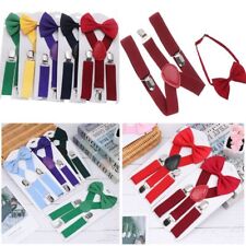 Baby Solid Color Elastic Braces Kids Suspenders Cow Tie Belts Printed Bow Tie