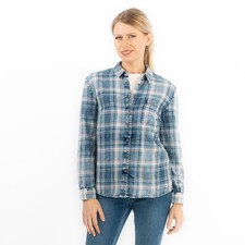 Womens Check Shirt Blue Denim