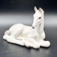 Excellent Pre-1991 Lomonosov USSR Porcelain Recumbent Grey White Foal