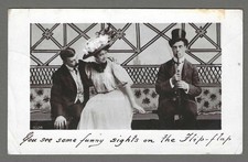 Vintage RP comic postcard 'You see some funny sights on the Flip-flap' pmk 1908
