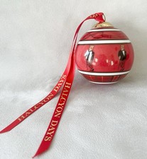 Halcyon Days - Hal the Bear - Fine English Bone China Red Christmas Tree Bauble