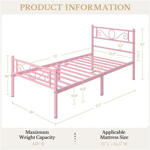 Single metal platform bed - single,