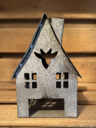 Grey metal hanging tea light - grey,