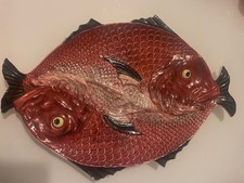 BORDALLO PINHEIRO Portugal  Maiolica Majolica Large Fish Platter Serving Dish