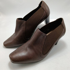 M&S Footglove Wide Fit Size 5 Brown Leather Office Work Shoes Stretch Ankle Boot