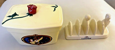 Collectables LURPAK toast Rack & CLOVER -Beauty & the Beast Butter Dish -Ex cond