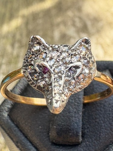 18ct gold diamond fox head - gold,