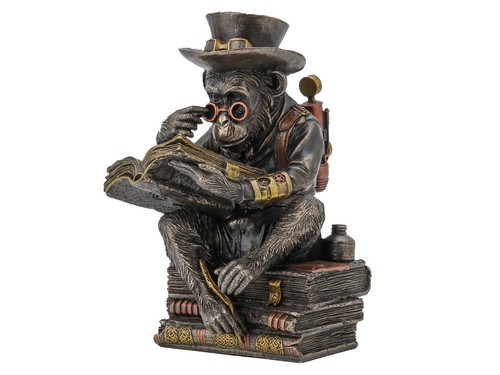 Steampunk chimpanzee reading - chimpanzee,