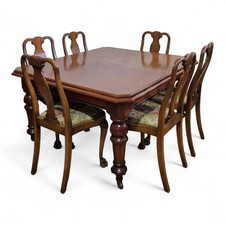 Antique Victorian carved mahogany kitchen / dining table = 6 seater