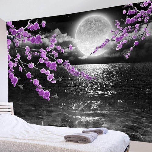 Large full moon - moon, ocean
