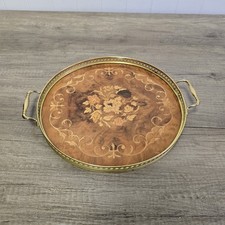 Vintage Sorrento Inlaid Circular Tray Drinks Home Bar