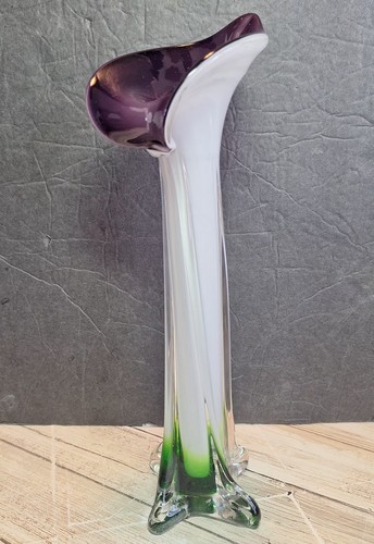 Purple green white hand blown - purple/green/white,