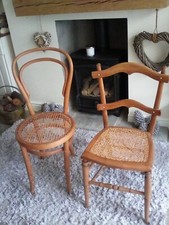 2 Antique pine chairs with woven seats
