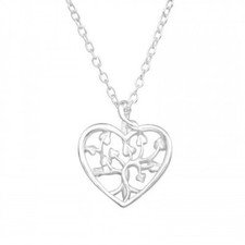 Laser Cut Heart - 925 Sterling Silver Plain Necklaces MS44688 Gifts For Her