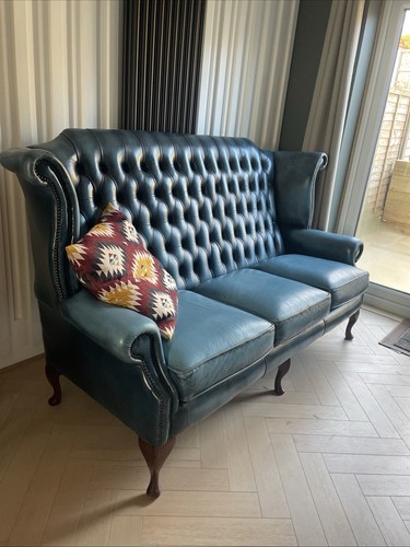 Blue chesterfield seater - 3,