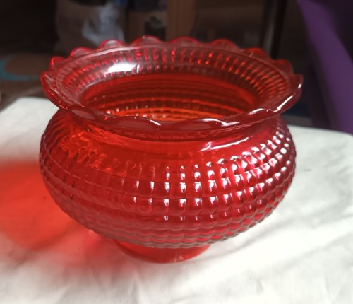 Antique red hobnail lamp shade - antique,