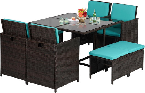 Space saving piece rattan - 9-piece,