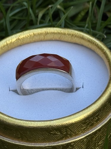 925 silver ring with carnelian - silver,