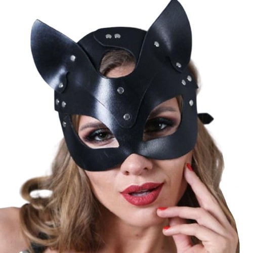 Faux leather cat eye mask - leather,
