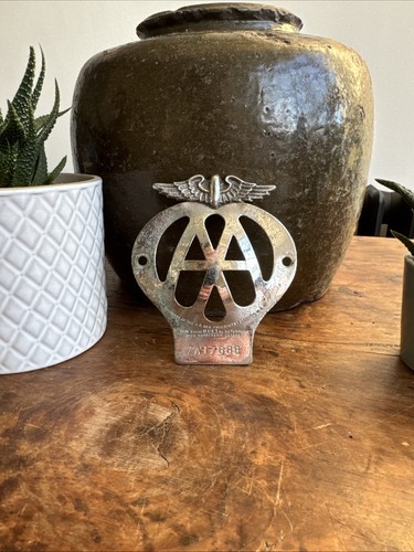 Vintage chrome enamel aa car - chrome,