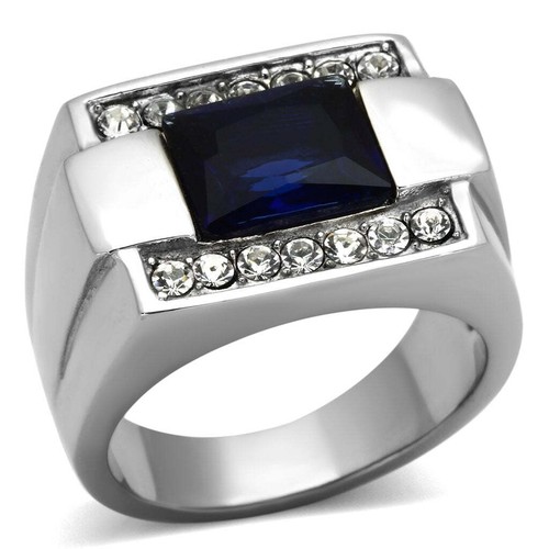 Mens sapphire ring signet blue
