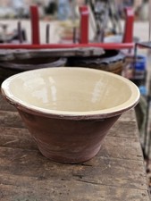 Antique Pancheon Dough Dairy Bowl Farmhouse Kitchen 19th C Large Yellow Glaze