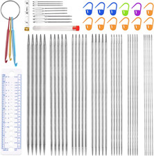 Knitting Needles Set 59 PCS Stainless Steel Double Pointed 35Pcs Short Straight