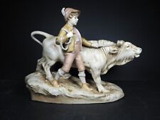 Stunning Royal Dux Porcelain Boy with Bull