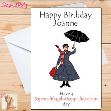 Personalised Mary Poppins Card Birthday Funny Supercalifragilistic Umbrella