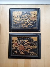 Two Vintage Japanese Lacquered Photo Album Covers. 