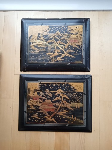 Two vintage japanese lacquered - vintage,