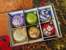 Hand painted glass baubles - glass, 6
