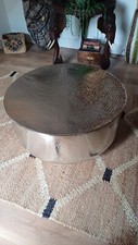 LARGE ROUND HAMMERED SILVER COFFEE TABLE HAND CRAFTED