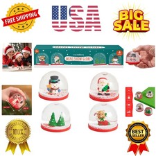 4 Mini Christmas Snow Globes, 2 Inch - Assorted Xmas Festive Designs for Stoc...