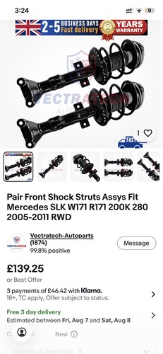 Pair front shock struts - front,