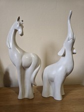Pair of White Ceramic Animal