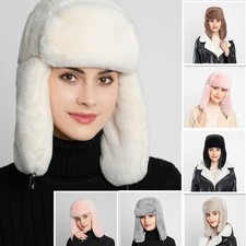Warm Trapper Hat for Men Women Faux Fur Ear Flap Fluffy Ski Cycling Winter Hats
