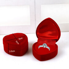 Red Love Heart Velvet Ring Box Holder Gift Romance Engagement Wedding Proposal