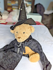 Teddy Bear Halloween Dressed Light Brown 12ins Black Eyes Long Sleeve Stripe Top